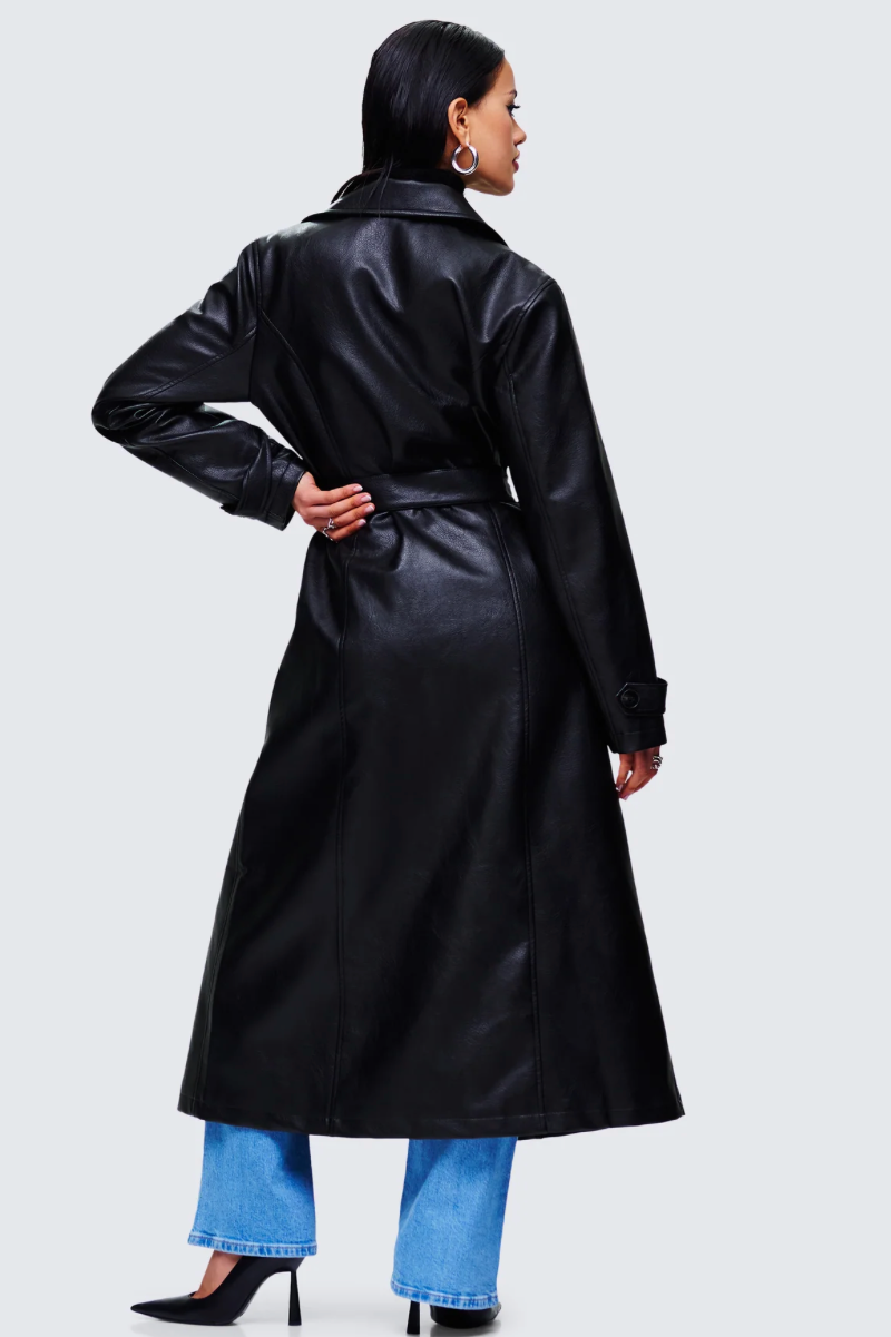 Vegan Longline Coat - Black