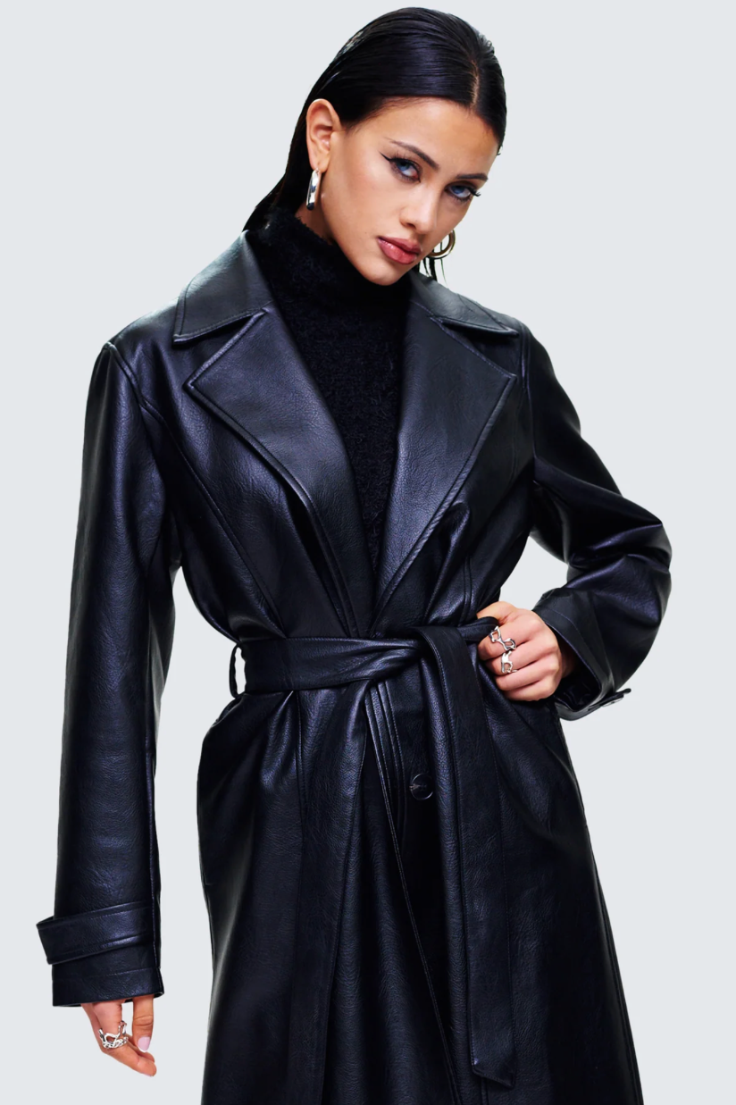 Vegan Longline Coat - Black