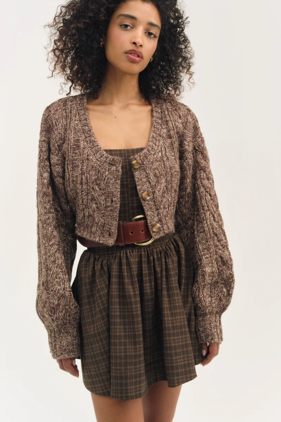 Nathalie Crop Cardi - Brown