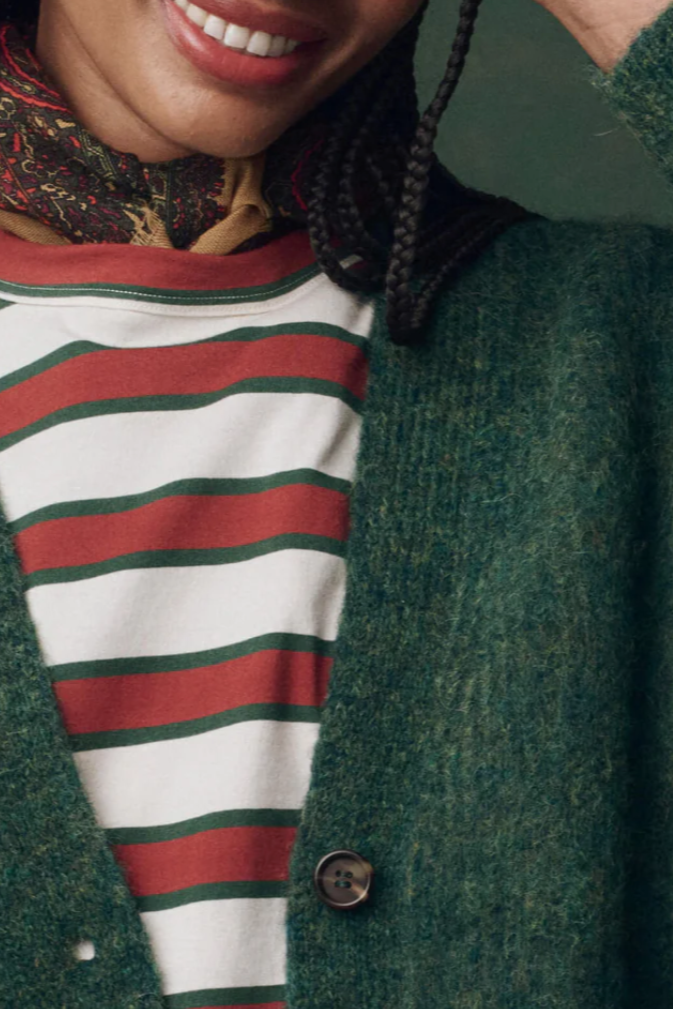 Brushed Melange Cardigan- Meadow Green