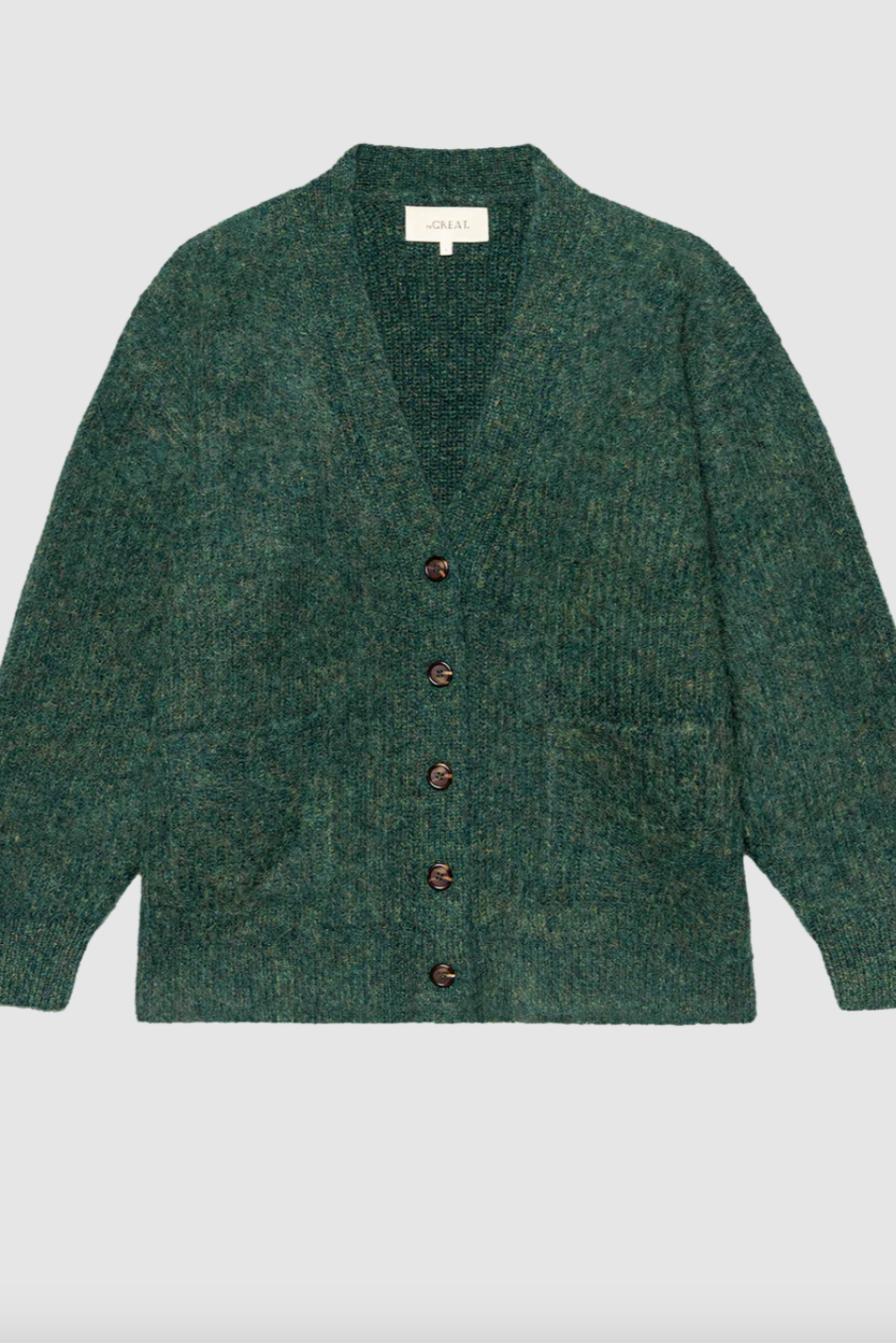 Brushed Melange Cardigan- Meadow Green