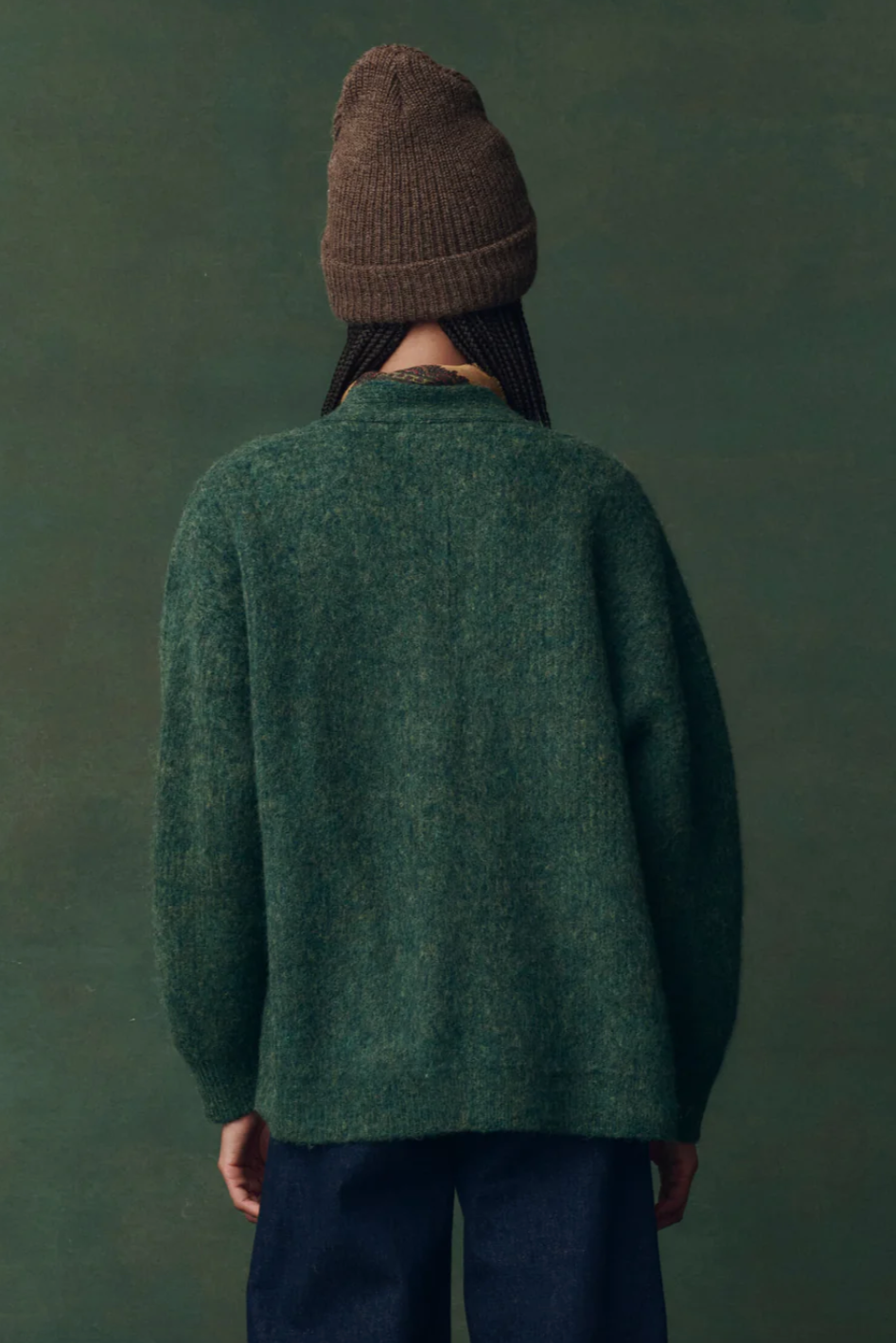 Brushed Melange Cardigan- Meadow Green