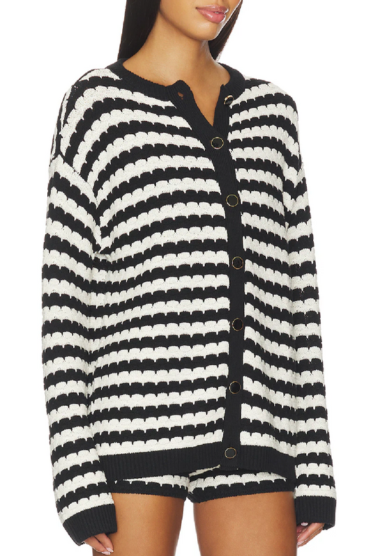 Inez Cardigan - B/W stripe
