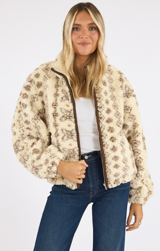Teddy Zip Up Jacket - Cream