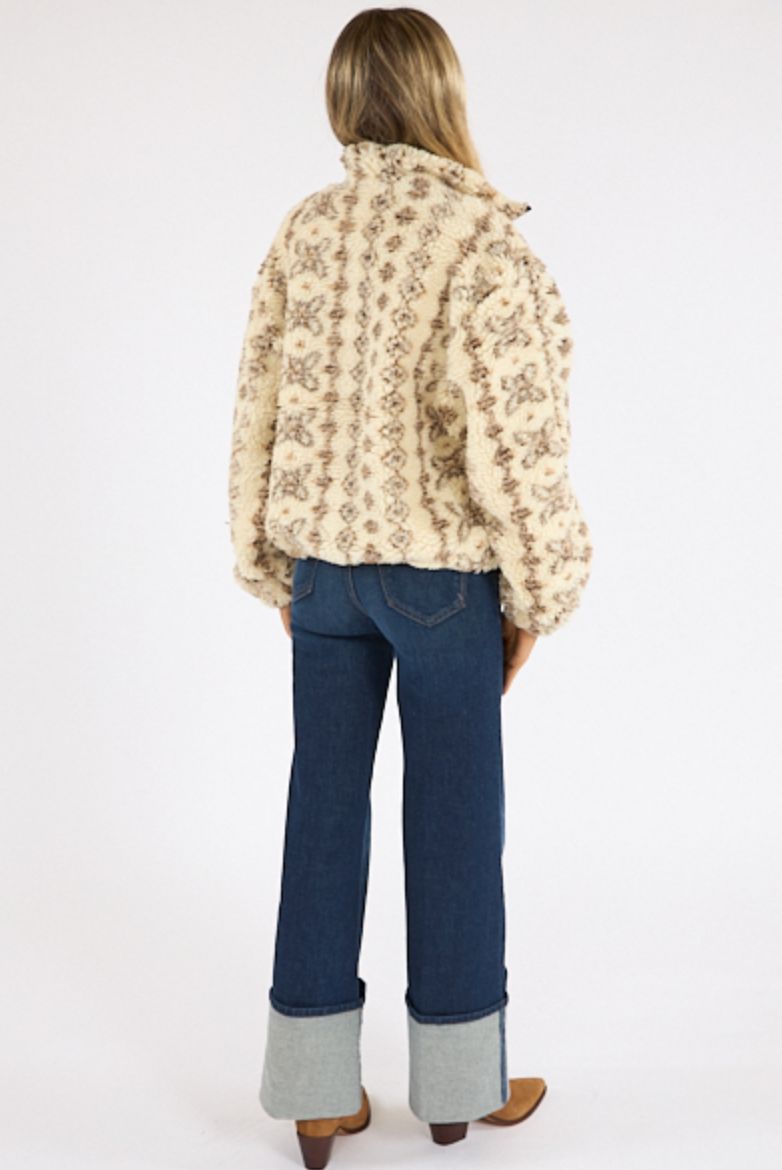 Teddy Zip Up Jacket - Cream