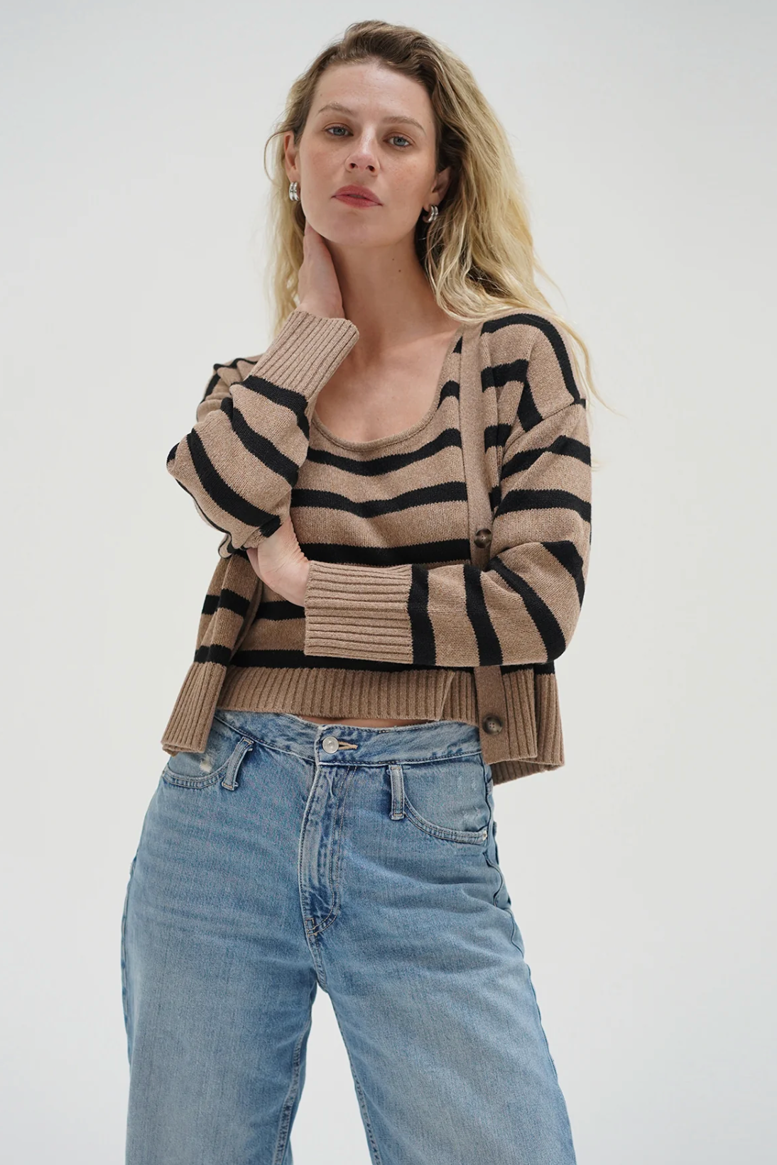 Piper Cardigan Set - Cafe Stripe