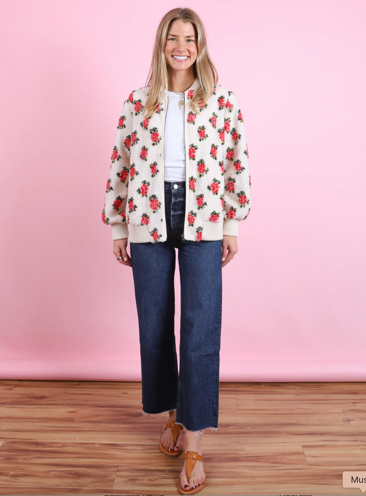 Zip Front Plush Bomber - Crero