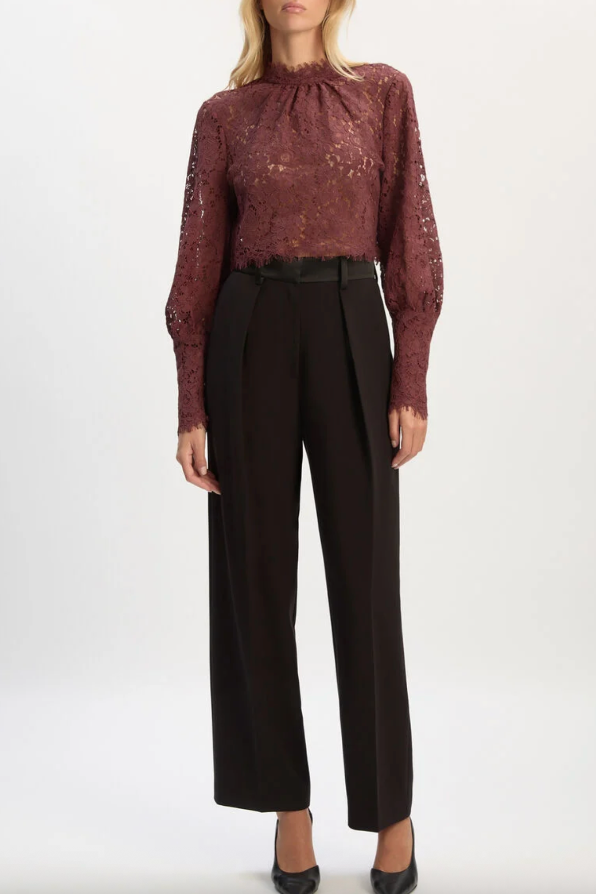 Fia Satin High Rise Pant - Black