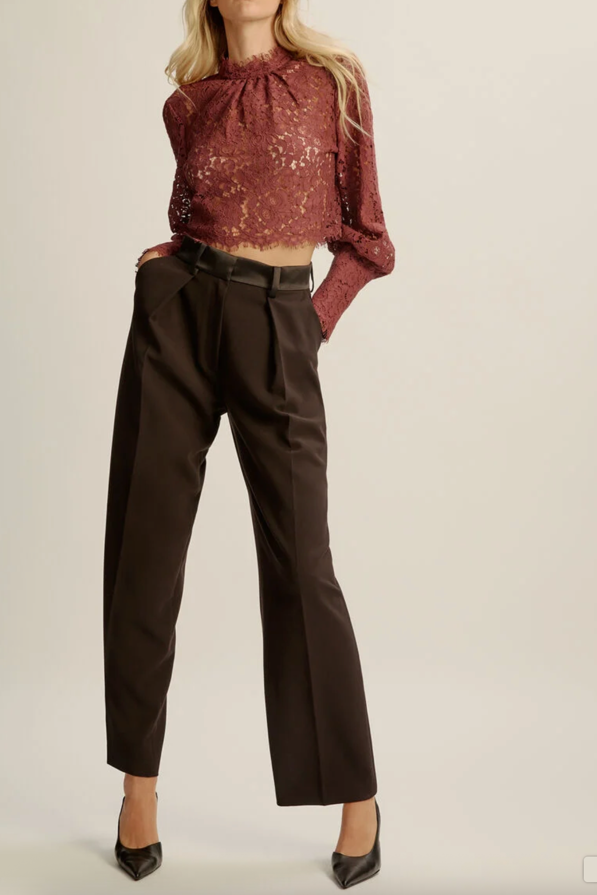 Fia Satin High Rise Pant - Black