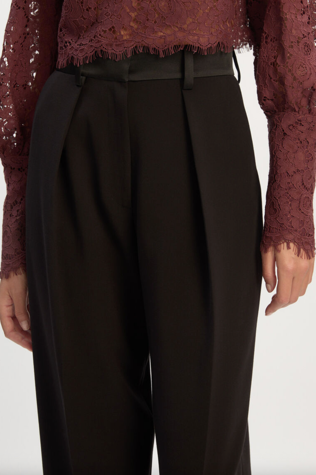 Fia Satin High Rise Pant - Black