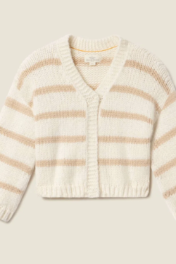 Arlowe Cardigan - Antique White Stripe