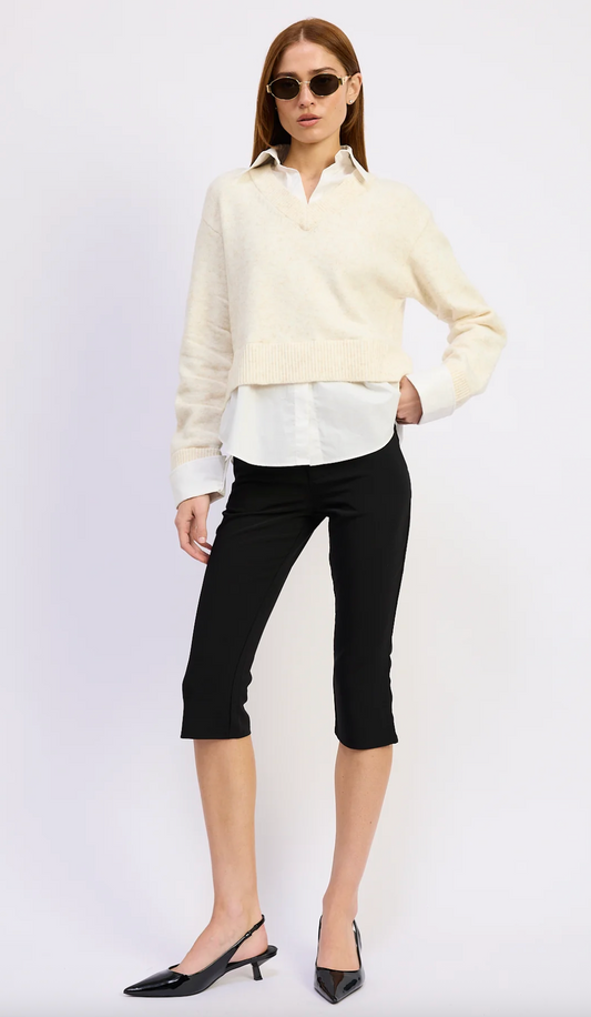Stetson Mixed Media Sweater -  White/Gold
