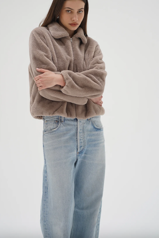 Stella Zip up Bomber- Pebble