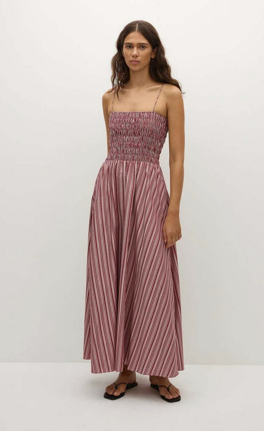 Anniken Maxi Dress - Burgundy Stripe