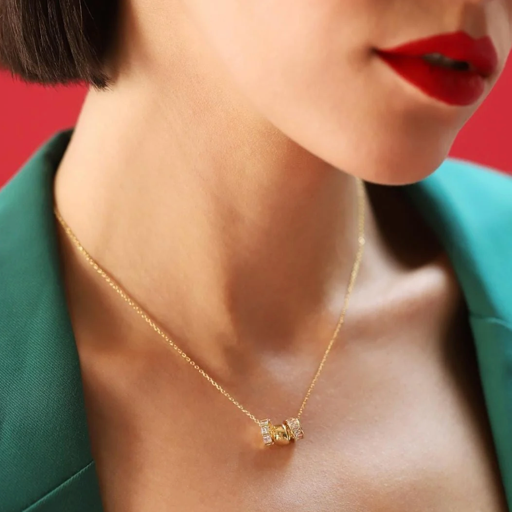 Necklace with Rondelle CZ Charms