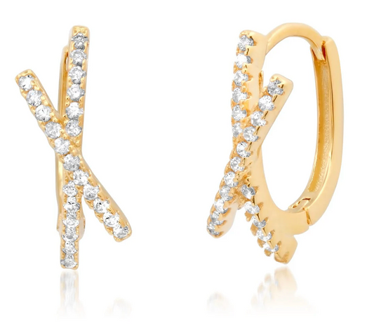 Pave CZ X Huggies - Gold