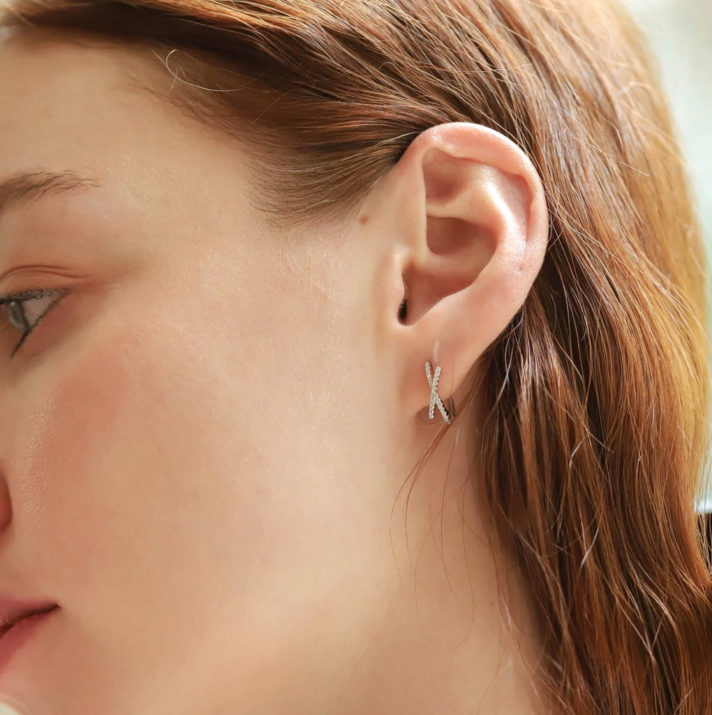 Pave CZ X Huggies - Gold