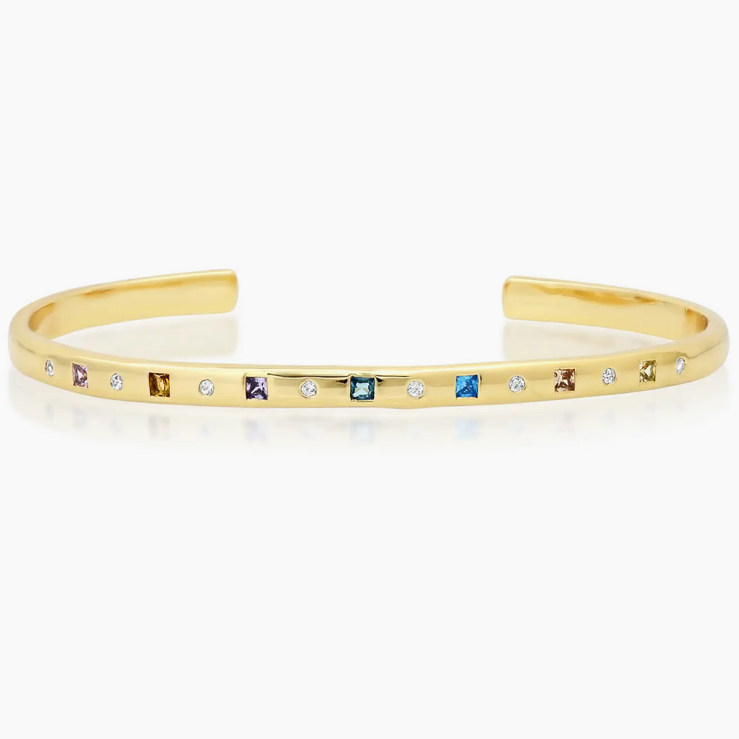 Multi Colored CZ Cuff Bracelet - Gold