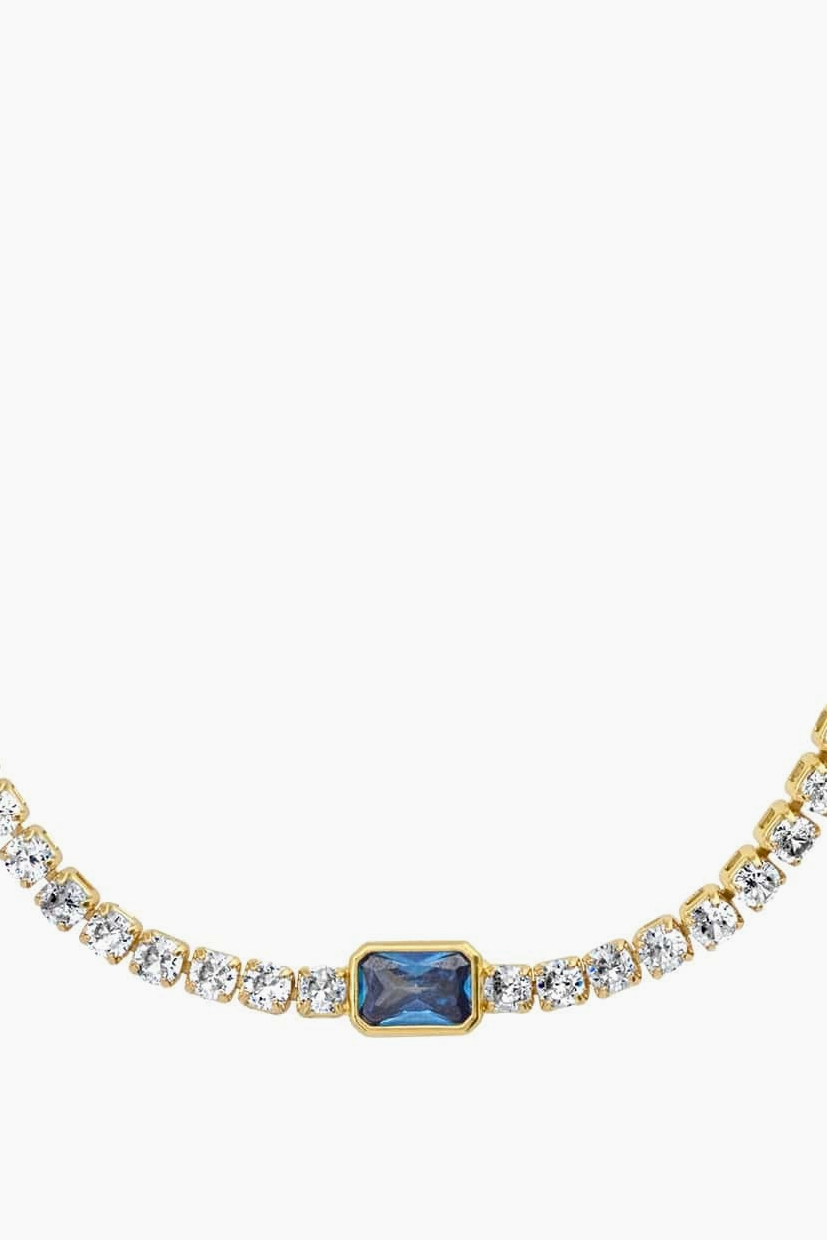Tennis Necklace with Center Stone - Sapphire