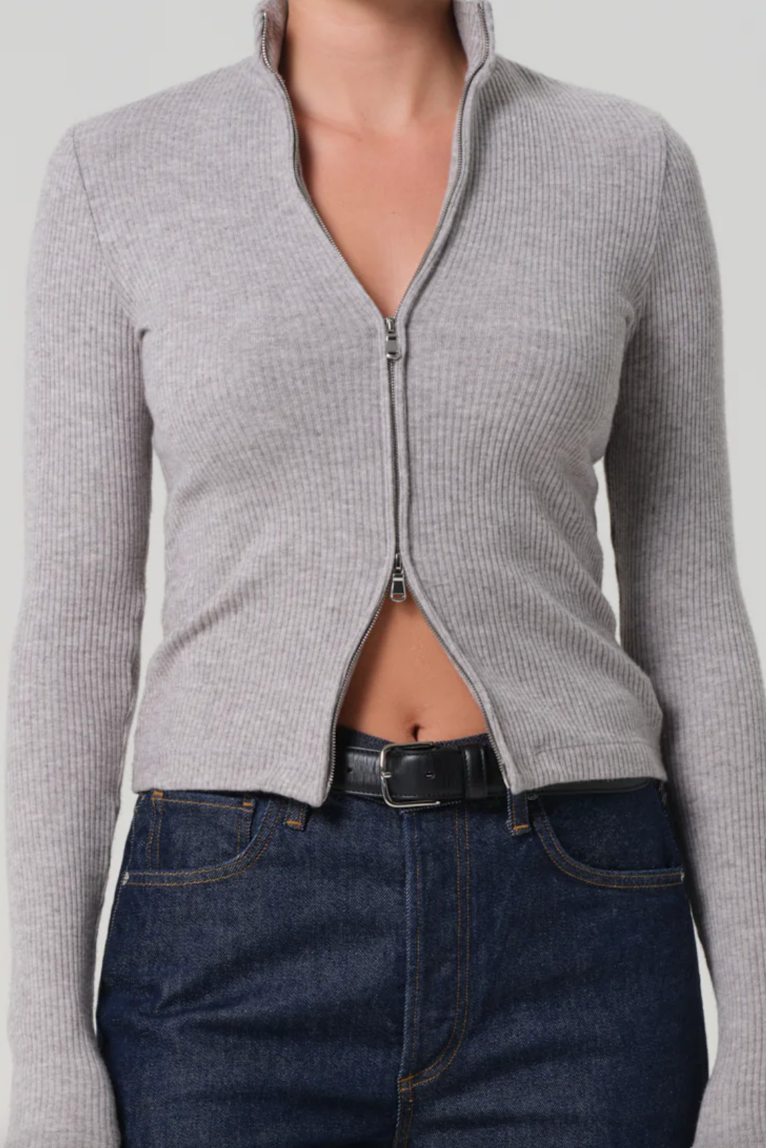 Zip Cardigan - Heather Grey