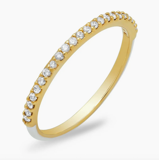Enamel Pave Thin Band Ring - White