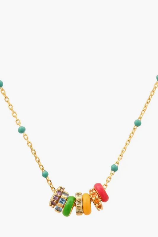 Enamel Beaded Chain w/ rainbow rondelles