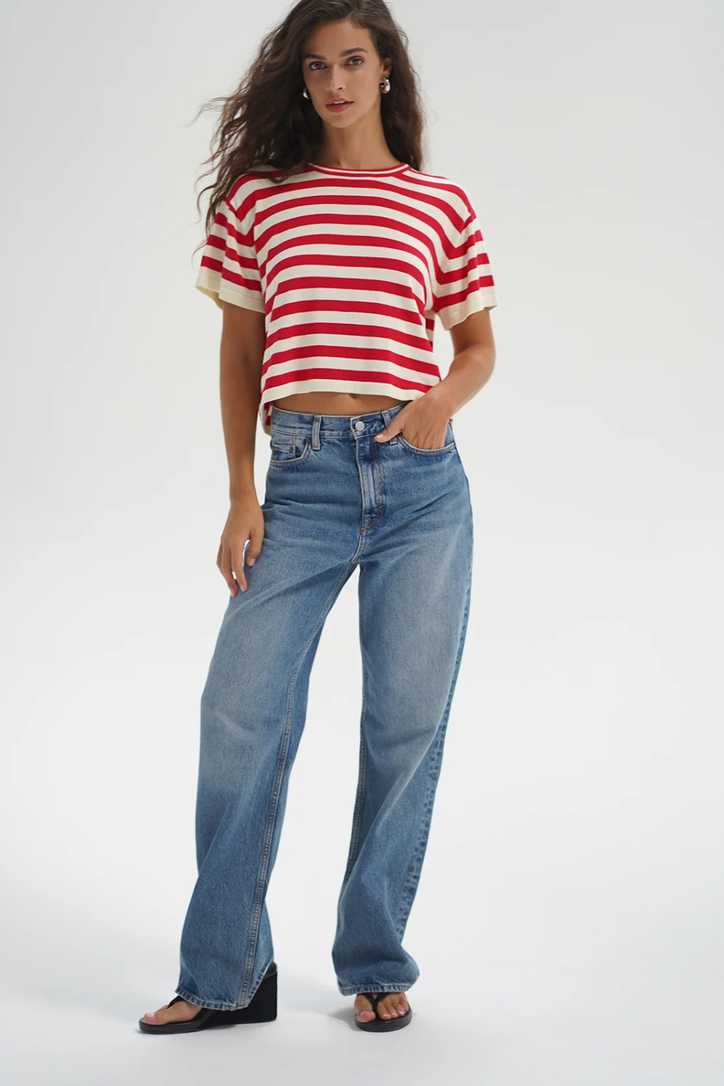 Kori Stripe Short Sleeve - Red/Ivory