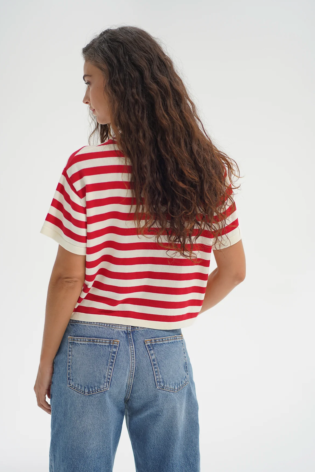 Kori Stripe Short Sleeve - Red/Ivory