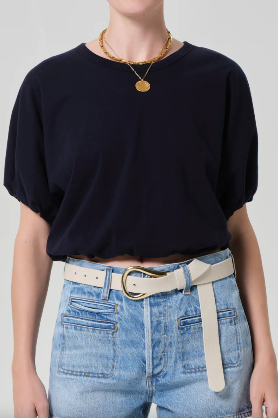 Gia Bubble Tee - Navy