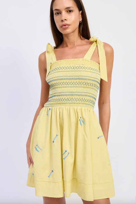 Catalina Mini Dress - Yellow/Blue Multi