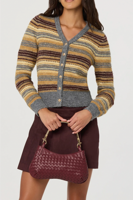 August Cardigan - Grey Stripe