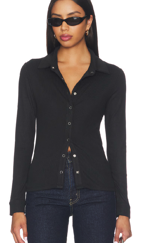 Selene Collared Top - Black