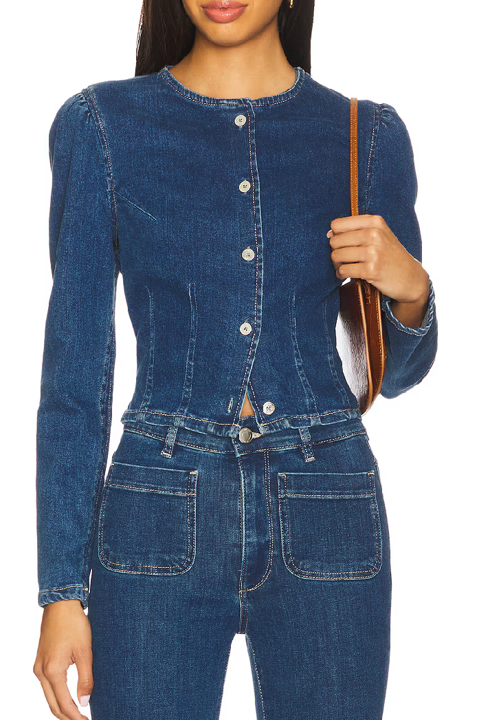 Sculpted Denim Top - Moon Lake