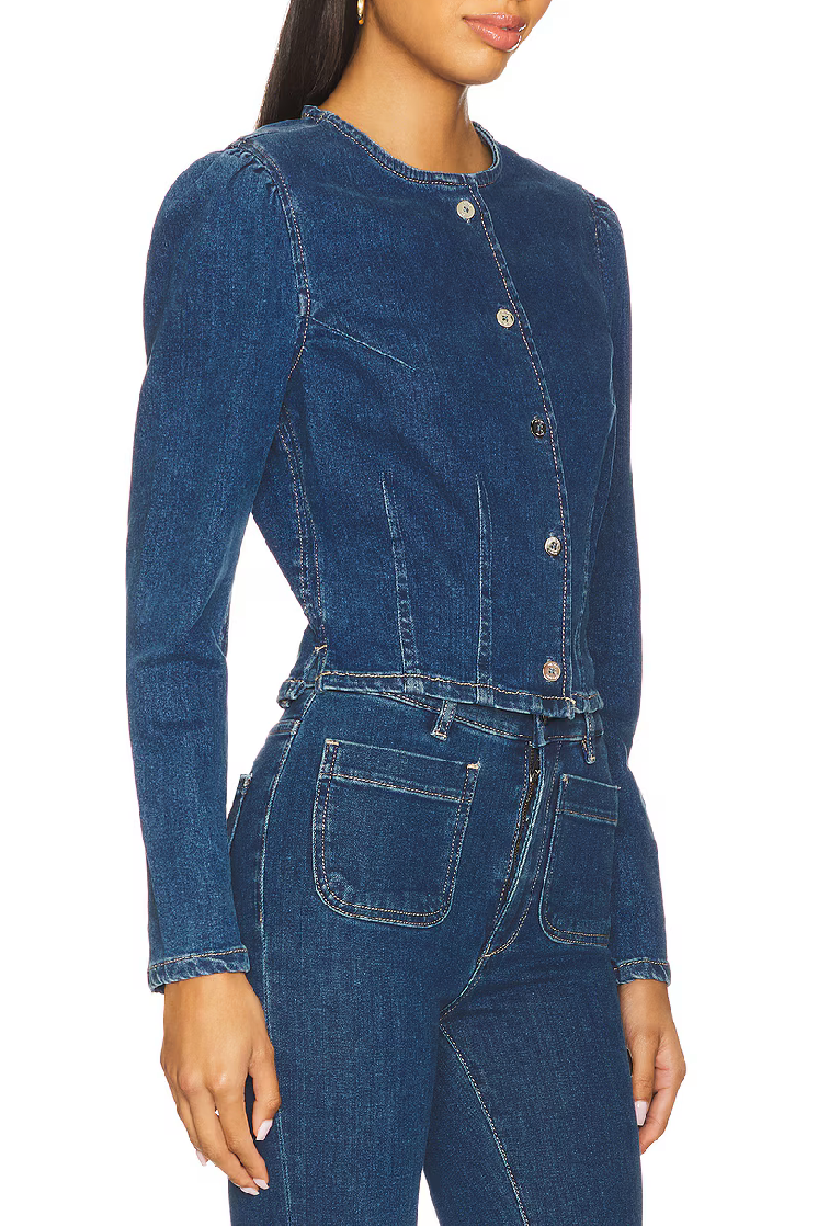 Sculpted Denim Top - Moon Lake