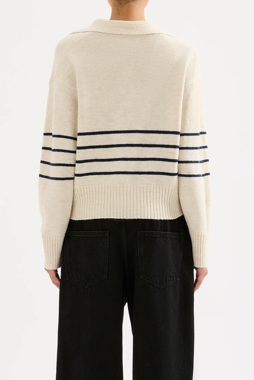 Logan Rugby Knit- Cloud Stripe