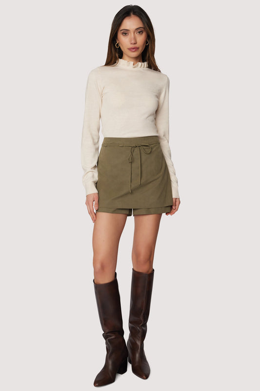 Elena Mock Neck Top - Ivory