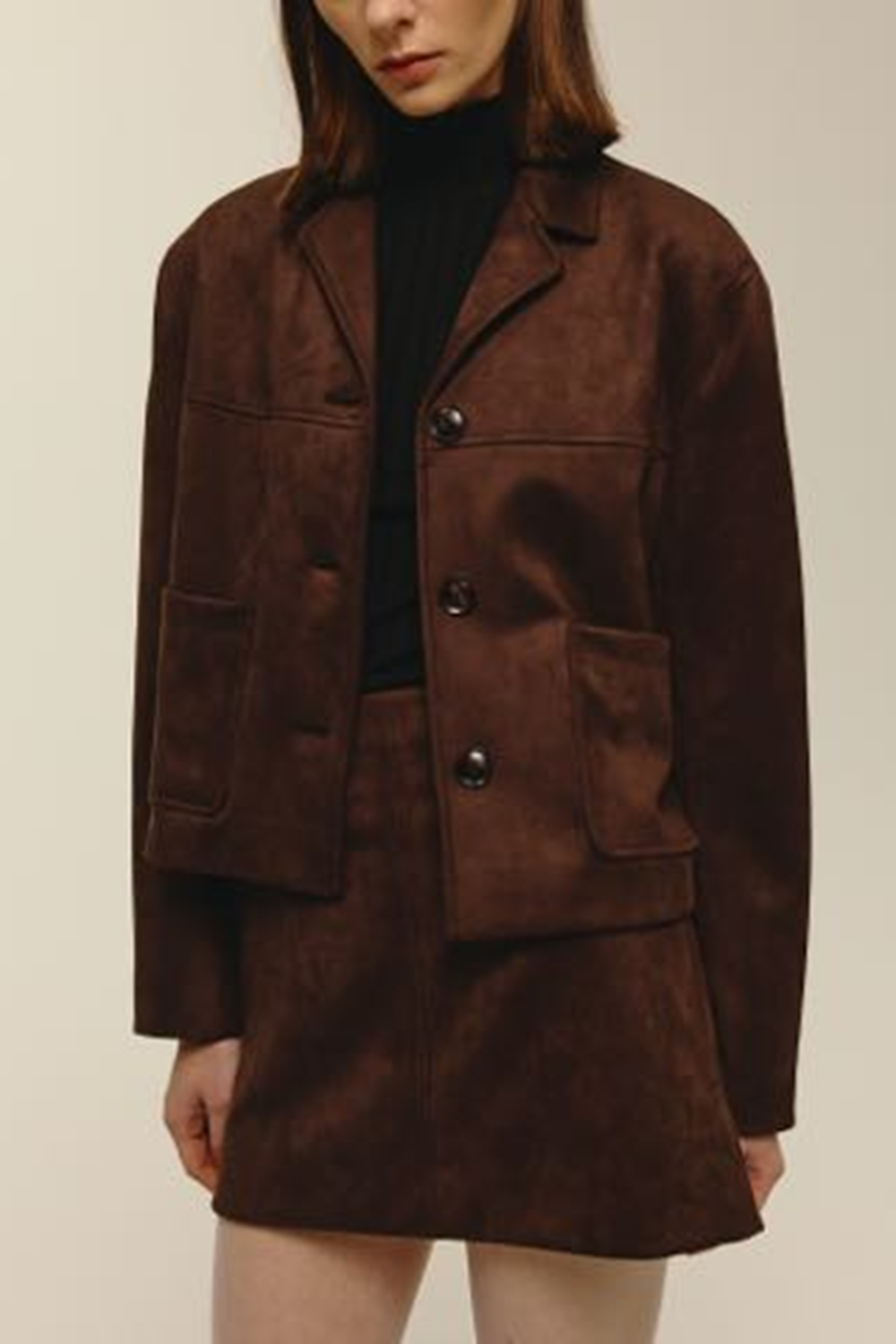 Vegan Suede Jacket - Mahogany